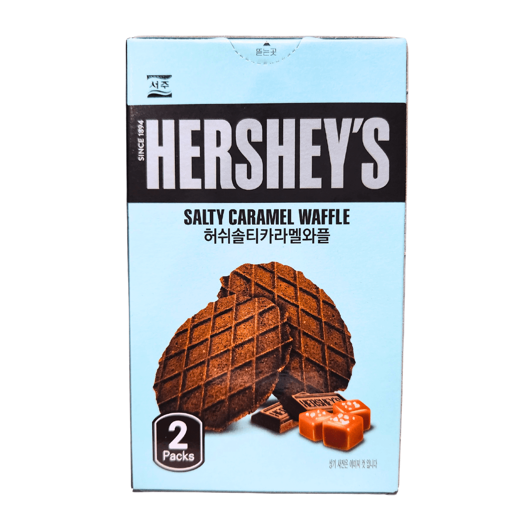 Hershey Salty Caramel Waffle (Korea) 55g in a blue box, salty chewy, caramel and chocolate waffle