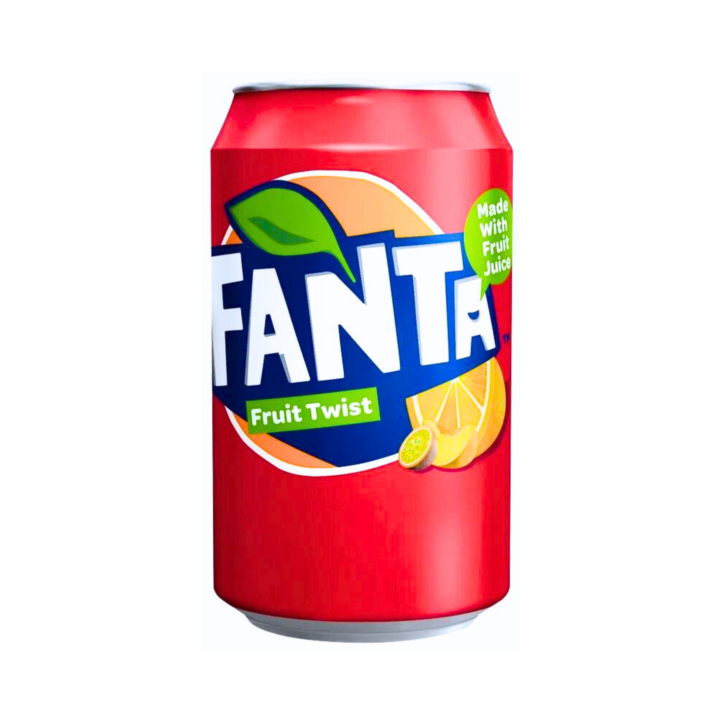 Fanta Fruit Twist, UK beverage. Orange, Peach and exotic fruit mix. Made with real fruit juice