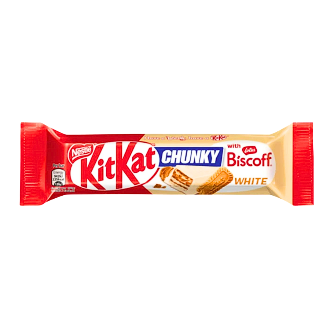 Kitkat Chunky Biscoff, a UK product that combine white nestle chocolate, kitkat wafer and Biscoff spread