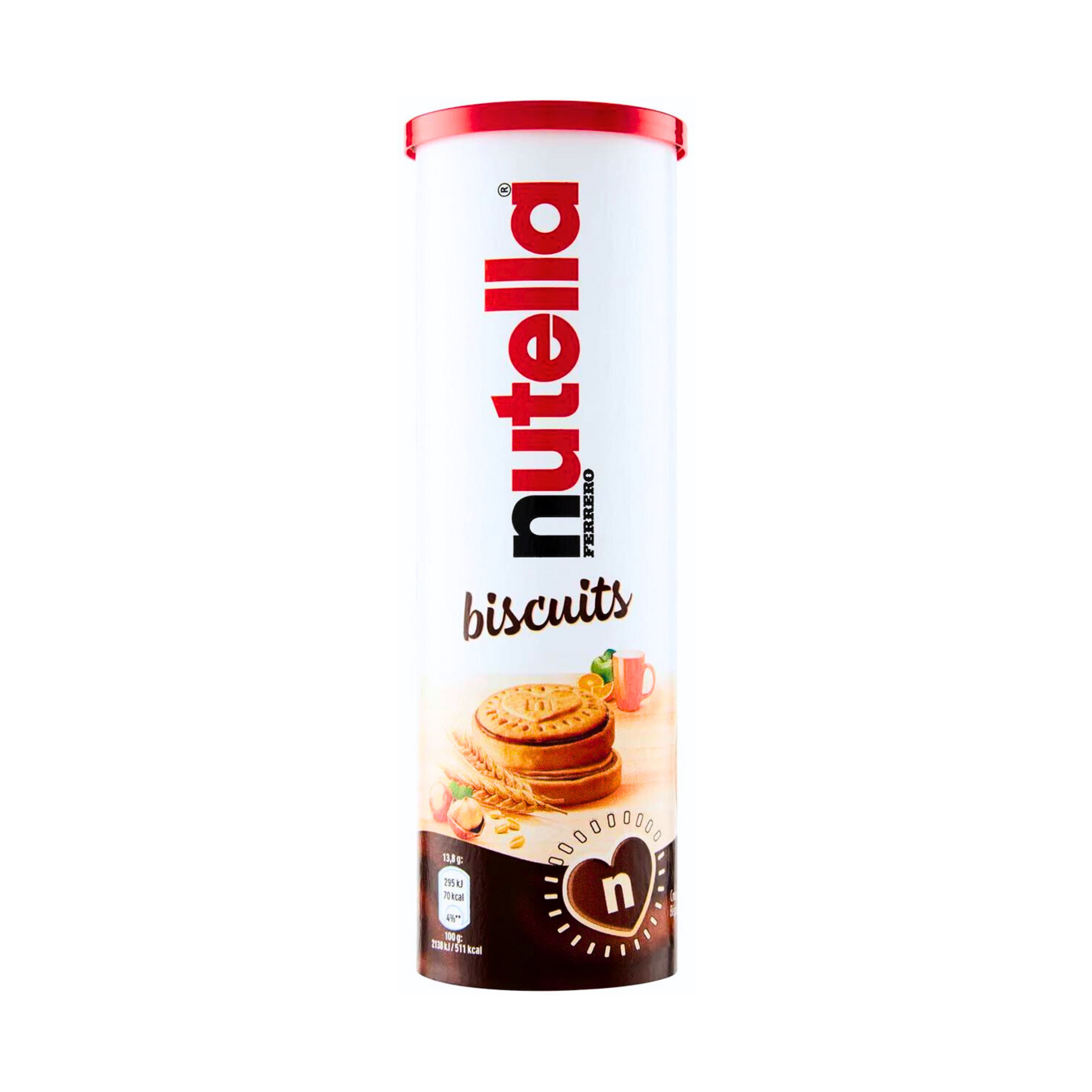 Nutella Biscuits from Italy, in a tube shaped package made by Ferrero. Biscuits with Nutella filling inside